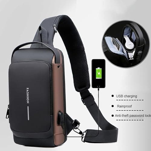 New Carbon Fiber Streamline Anti-Theft Sling Bag, Waterproof Password Anti-theft Chest Bag with USB Charging Port, Anti Theft Sling Bag for Hiking Cycling Running Travel (A) — view 5