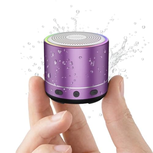 Mini Bluetooth Speaker, Portable Speakers with RGB Lights, HD Stereo,Purple
