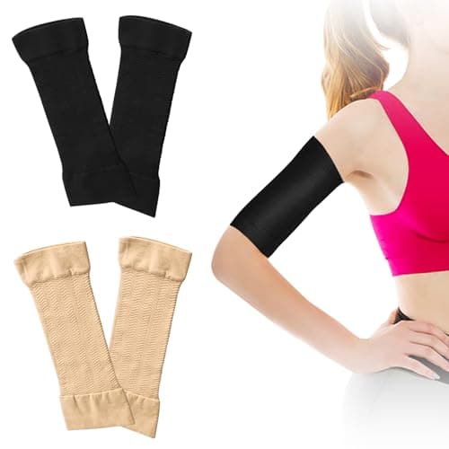 KIPTVO 2PCS Elastic Arm Compression Sleeves for Women, Tattoo Cover up Sleeve, for Muscle Pain,Lymphedema Armsleeve, Tight fit Suitable for Boys and Girls