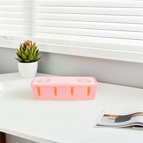 Cable Box Organizer Pink Abs Plastic Cord Concealment for Office — view 6