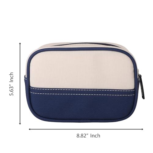 Lands' End Medium Rectangular Dopp Kit for Travel, Striped Canvas Toiletry Bag with Top Zip, Navy, M, Navy — view 4