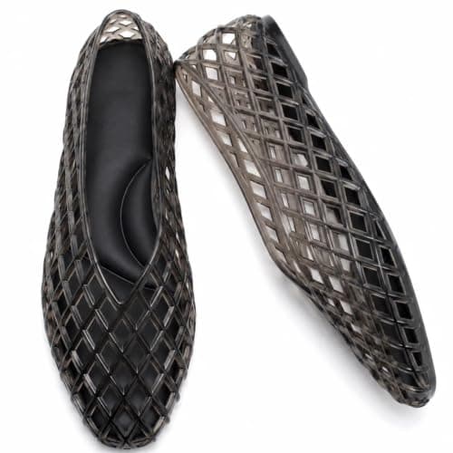 Jelly Shoes for Women PVC Jelly Flats Slip On Mesh Lattice Sandals Black