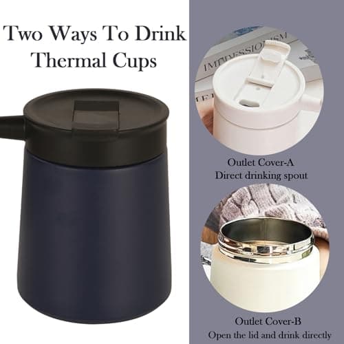 HZXYchen 500ml Thermal Mug with Handle, Stainless Steel Insulated Travel Cup, Leak-Proof Coffee Flask for Office, Car & Camping, Keeps Drinks Hot/Cold All Day (Navy Blue) — view 4