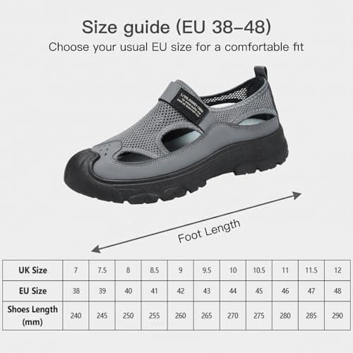 Hixingo Men's Sandals Closed Toe Wide Fit Size 7.5-10.5 UK Leather Sandals for Men Summer Beach Slippers Lightweight Adjustable Strap Non-Slip Sole for Walking Pool holiday (Khaki,8) — view 6