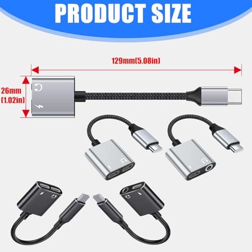 Qusinfc Portable Type C Headphone Charging Adapter Metal Housing Design With Noise Cancelling For Smart Devices Travel Type C To Adapter — view 5