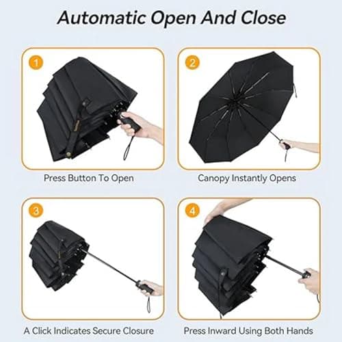 ATEK Windproof Travel Umbrella, Compact Auto Open Close Rain Umbrella — view 4