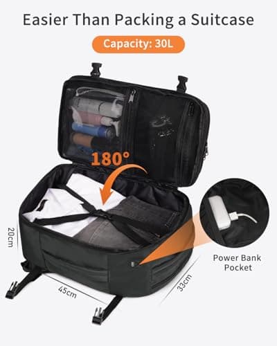 ECOHUB Easyjet Cabin Bag 45x36x20 Underseat Backpack Travel Rucksack 13 Pocket Hand Luggage Waterproof Recycled PET Eco Friendly Carry On Bag for Women & Men 30L Grey — view 6