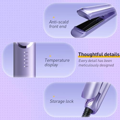 Portable Hair straighteners for Women, 2 in 1 Travel Straightener and Curler, Ultra-Fast 10 Second Heat Up, Digital Control with 5 Settings from 150-230°C, Hair Styling appliances (Rose Gold) — view 5