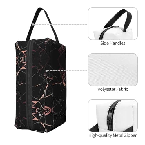 JaoXer Large Travel Cosmetic Bag â€“ Reusable Black rose gold Marble Print Dopp Kit for Toiletries, Portable Organizer for Men and Women, White, One Size — view 3