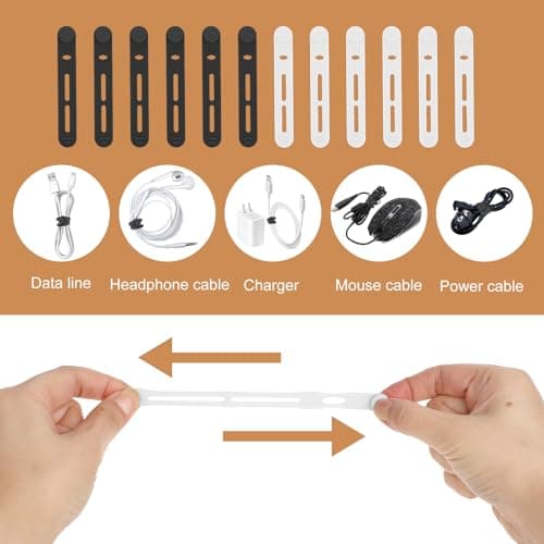 Giantree 20 Pcs Reusable Cable Ties, Silicone Adjustable Cord Organizer — view 3