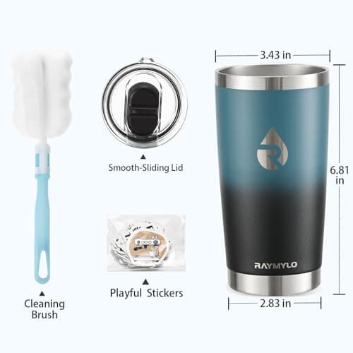 RAYMYLO Insulated Travel Coffee Tumbler 590ml, Detachable Spill-Proof Lid — view 6