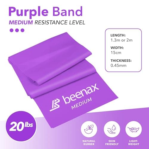 Beenax Resistance Band For Men & Women - Exercise Band to Build Muscle, Flexibility, Strength for Pilates, Yoga, Rehab, Stretching, Fitness, Gym, Physio, Strength Training and Workout — view 6
