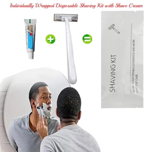10Pack Luxury Individually Wrapped Multipurpose Disposable Razors Kit With Shave Cream; Clean and Hygienic; Hotel Travel Private Body Razor; Portable Shaving Razor Set for Home Hotel Travel — view 2