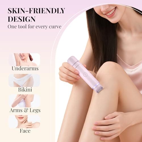 BarberBoss 2-in-1 Lady Shaver for Women, Bikini & Facial Hair Remover Kit, Dual-Head Face & Body Trimmer with Precision Light, Rechargeable Travel Trimmer Set, QR-8202, Pink — view 3