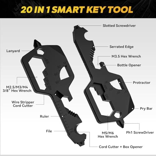Key Shaped Pocket Multitool 20-in1 Multi Tool, Stainless Steel Keychain Utility Gadget,Gift for Men, Women, Father,Groomsmen, Valentine's, Birthday, Christmas — view 3