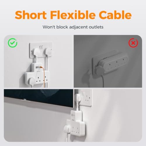 TESSAN Plug Adapter Extension Socket with PD 20W USB C — view 5