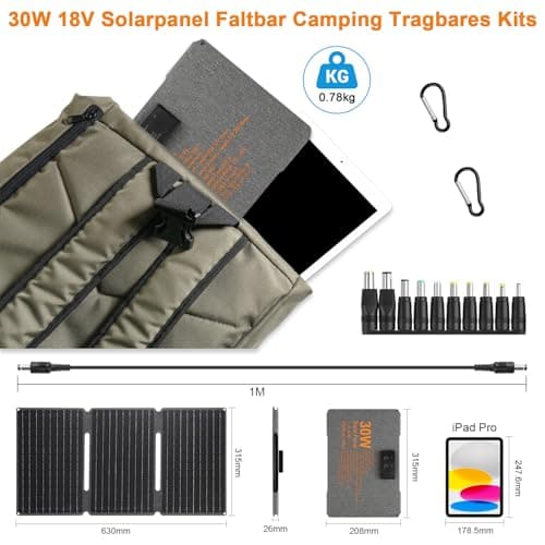 【Portable Solar Panels for Camping 30W 18V Kit】 KWODE Solar Panel Charger — view 2