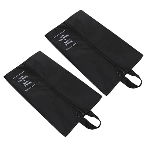 2pcs Waterproof Polyester Shoe Storage Pouch with Center Zipper, Black