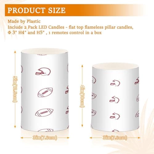 xigua Flameless Candles, Sporty Maroon Motif Flickering LED Candles,2 Pack Battery Operated Candle with 18-Key Remote or Wedding, Table, Halloween, Christmas Decor — view 3