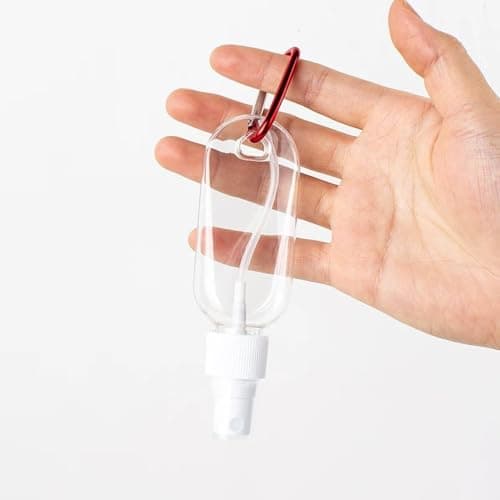 SXQIX 20Pcs Empty Travel Containers Hand Sanitizing Plastic Spray Bottles Squeeze Bottle With Holder Hook Keychain Flip/Spray Lids Portable Refillable Travel Containers (30ml-Spray Lid) — view 4