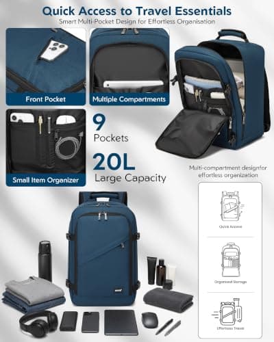 Kono Ryanair Cabin Bags 40x25x20 Underseat Carry on Travel Backpack — view 3
