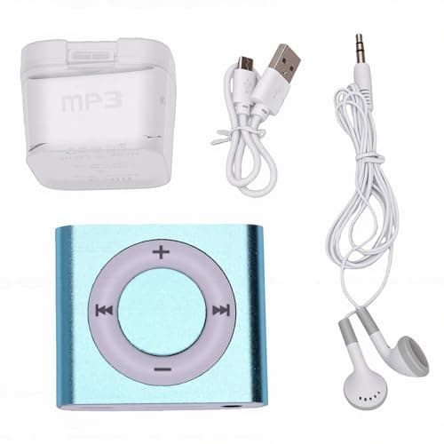 Ejoyous MP3 Player Aluminum Alloy Music Player with Built in Speaker 64GB Card Support 18H Playback HiFi Sound 3.5mm Earphones for Students Running Travel (Light Blue) — view 6