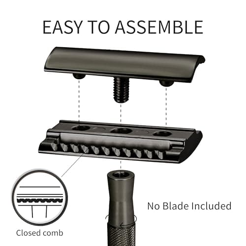 Bambaw Double Edge Razor Men, Metal Safety Razors for Men, Manual Shaving for a Close Shave with Non-Slip Handle, Suitable for All Skin Types, Smooth Shave, No Blade Included (Black) — view 3