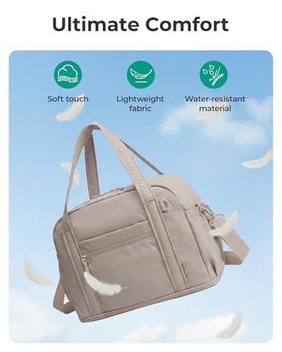 BAGSMART Gym Bag Women, 24L Weekend Bags Duffel with Toiletry Bag, Brown — view 6