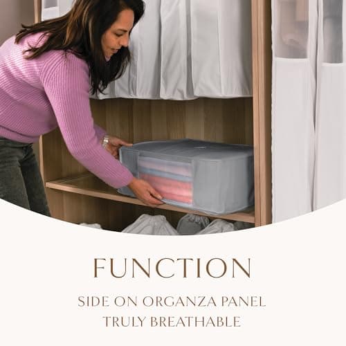 Luxury Organic Cotton Sweater Storage Bags in Grey - 18" + 20" - Cashmere Garment Bags - Breathable & Moth Proof Organizers for Clothing - Carbon Neutral — view 4