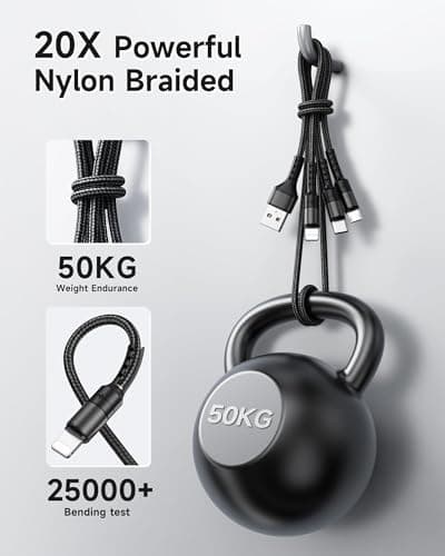 RAVIAD Multi Charger Cable, 3 in 1 Charger Cable 3A USB Fast Charging Cord — view 6