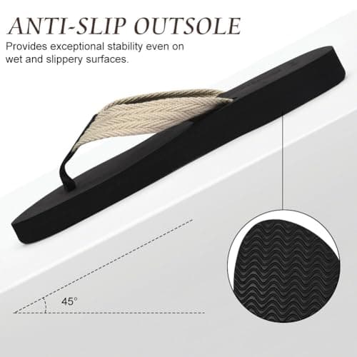 BSBUY Unisex Flip Flops Mens Flatform Beach Flip-Flop EVA Slippers Ladies Girls Yoga Mat Cushion Thong Sandals Beach Travel Platform Sandals Slip-Resistant Flat Flip Flops for Shower(UK:9.5-10) — view 5