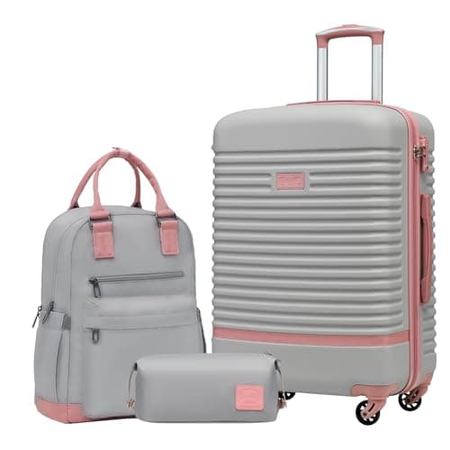 COOLIFE Suitcase Set, 3 Piece Luggage Sets with Travel Backpack & Wash Bag