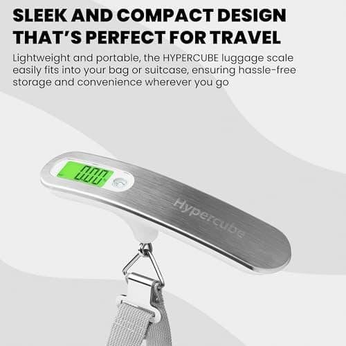 Hypercube Luggage Scale Portable Digital Weight Scale for Travel Suitcase Weigher with Tare Function 110 Lb/ 50Kg Capacity Grey — view 2
