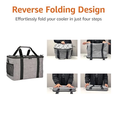 Amazon Basics Reusable Insulated Soft Cooler Bag, 50 Can Capacity, Gray — view 4