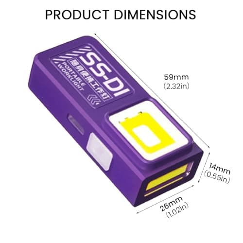 CHANGYUE Mini Torch, Compact Pocket Flashlight, USB-C Rechargeable Small Torch Flat EDC Torchrs Flashlight with Pocket Clip and Magnetic Base COB Work Light for Hiking Camping Repair Travel(Purple) — view 6