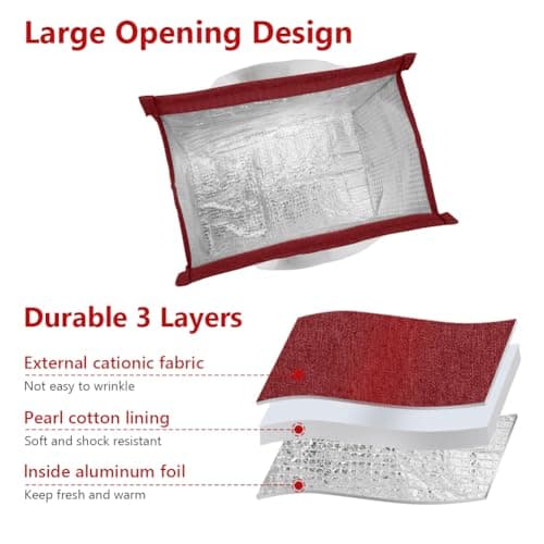 Vicloon Lunch Bags for Women Men, Portable Lunch Box Bag, Insulated Cooler Bag Thermal Leak-Proof Lunch Organizer, Thermal Cooler Bag for Work Outdoor School Travel - Wine Red — view 3