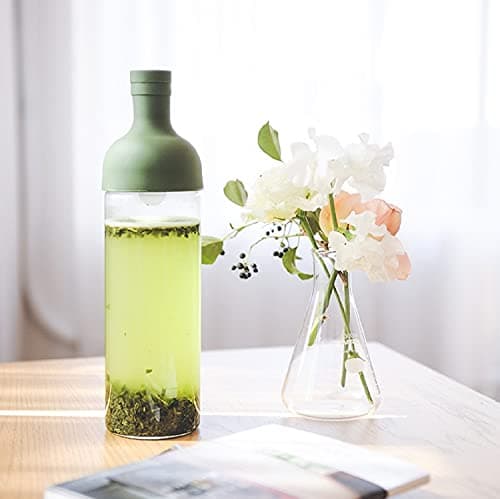 Hario FIB-75-OG 750 ml 1-Piece Glass Filter-In Tea or Water Bottle, Olive Green — view 5