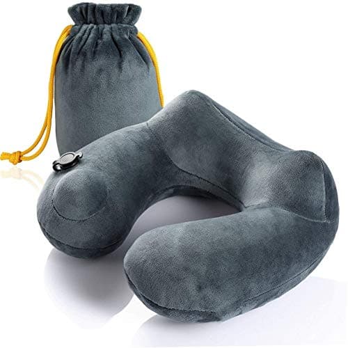 KXCFCYS Travel Pillow Luxuriously Soft Inflatable Neck Pillow Support-Compact & Lightweight for Sleeping on Airplane, Car, and Train Carrying Bag-Soft & Ergonomic One Size Design