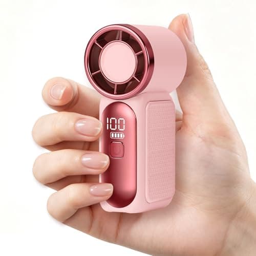 AUAUY Portable Handheld Mini Fan, 6 Adjustable Fan Speeds (Pink)