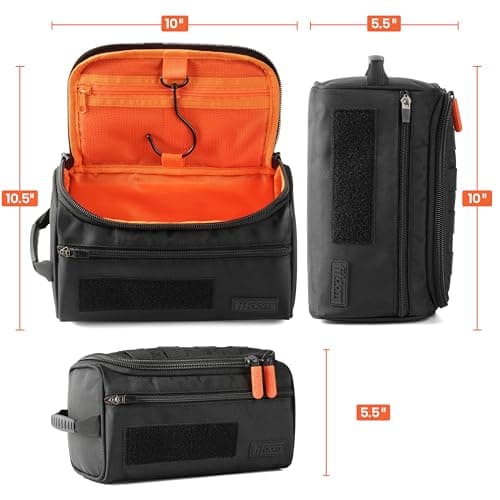 Fitdom Hanging Compact Toiletry Bag Tactical Dopp Kit Case for Men. Perfect for Travel & Storage. Fits Large & Small Cosmetic Makeup, Clipper, Toothbrush, Shower, Shaving & Grooming Care Organizer — view 2