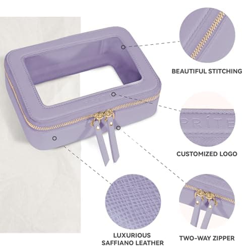 Prite Clear Makeup Bag Cosmetic Case Travel Toiletry Bag, Purple, Standard — view 5