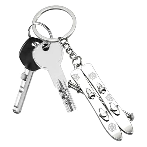 Ski Charm Keychain Cool Metal Keyring