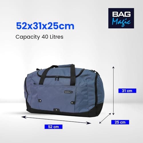 Medium Sports Holdall 40L – 52x31x25cm Gym Bag, Travel Duffle Bag with Shoulder Strap – Lightweight Carry-On Cabin Luggage for Men & Women - Navy — view 5