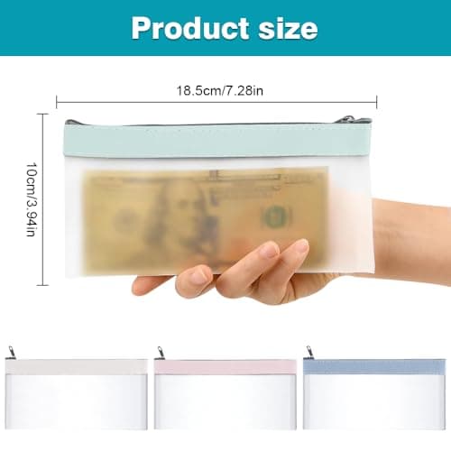 YZDZSW 4 Pcs Plastic Money Wallet, Money Bags with Zipper, 215x100mm — view 2