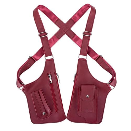 Premium Leather Adjustable Underarm Shoulder Bag for Men & Women, Hidden Strap Wallet with Double Pockets for Travel, Hiking and Fitness Shoulder Adjustable Double Armpit