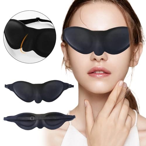 Moisture Chamber Glasses for Dry Eyes, Silicone Hydrating Sleep Mask Blackout Goggles Reusable Lightweight Zero Eye Pressure 3D Soft Breathable Eye Cover for Side Sleeper Men Women(Black) — view 5