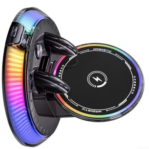 15W Fast Wireless Car Phone Holder, 360° Rotating, RGB Light — view 5