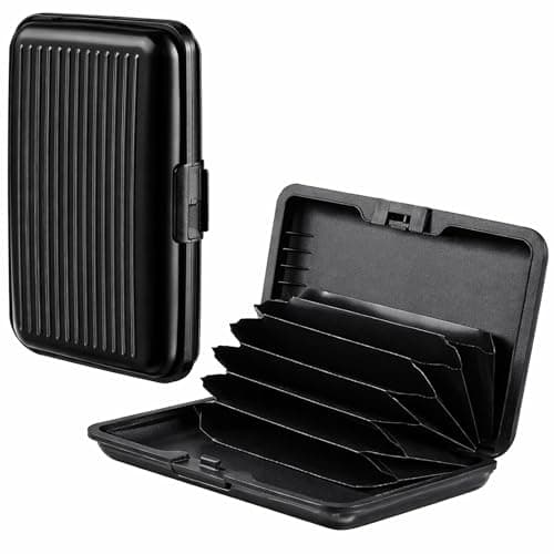 D.A.Y. Republic RFID Blocking Credit Card Holder, Card Protector, Aluminium, Business Card Case for Women or Men, Metal ID Organiser Wallet with 6 Slots, Compact and Convenient, Travel Wallet (Black)