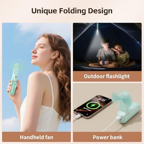Morelax Portable Handheld Fan Mini Folding USB Rechargeable Cyan — view 4