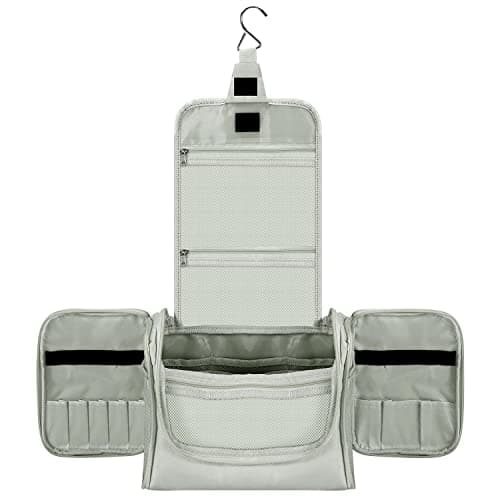 Vinsani Premium Toiletry Bag Large Capacity Many Compartments Hygiene Wash Bag Bathroom Shower Portable Hanging Travel Organiser Waterproof Cosmetic Makeup Toiletries for Men & Women – Light Grey